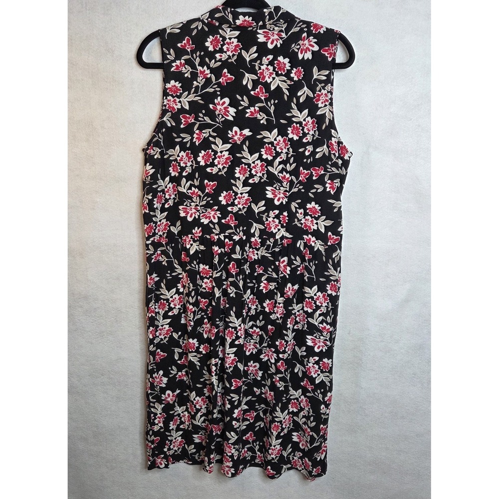 J Jill Floral Sleeveless Midi Dress Medium Black Red Romantic Cottagecore Casual - Picture 3 of 8
